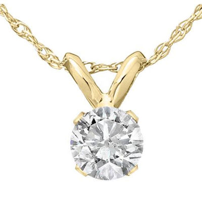 Pompeii3 3/4ct Diamond Round Solitaire Necklace 14k Yellow Gold Pendant Lab Grown In Silver