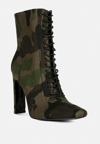 Rag & Co Wyndham Camouflage Lace Up Leather Ankle Boots In Green