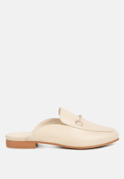 Rag & Co Kristy Horsebit Embellished Mules In Beige In Rose Gold