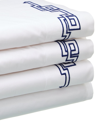 Dea Italian Linens Sinfonia Toscana Greek Embroidered Sheet Set In White