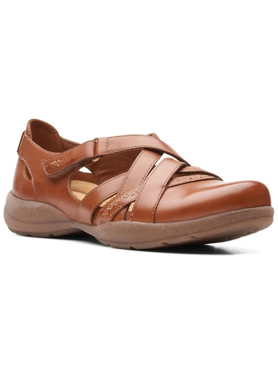 Clarks Roseville Step Womens Leather Strappy Slip-on Sneakers In Brown