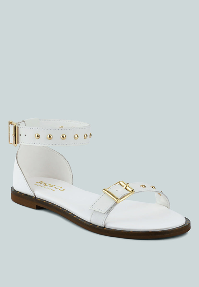 Rag & Co Rosemary Buckle Straps White Flat Sandals