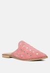 RAG & CO JODIE DUSTY PINK STUDDED LEATHER MULES