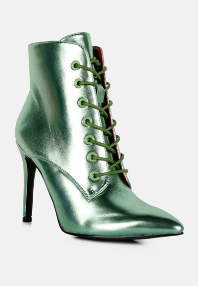 Rag & Co Piet Green Metallic Stiletto Ankle Boot