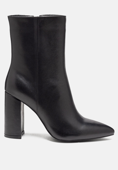 Rag & Co Margen Ankle High Pointed Toe Block Heeled Boot In Black