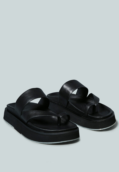 Rag & Co X Bullock Slip-on Leather Sandal In Black