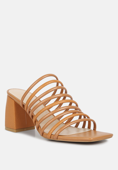 Rag & Co Fairleigh Tan Strappy Slip On Sandals In Brown