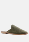 Rag & Co Lia Khaki Green Canvas Mules In Green