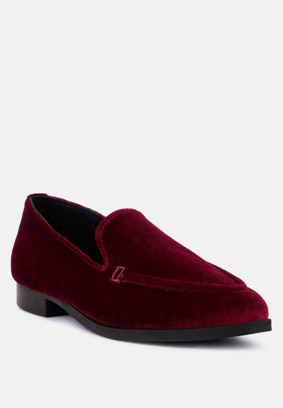 Rag & Co Luxe-lap Burgundy Velvet Handcrafted Loafers In White