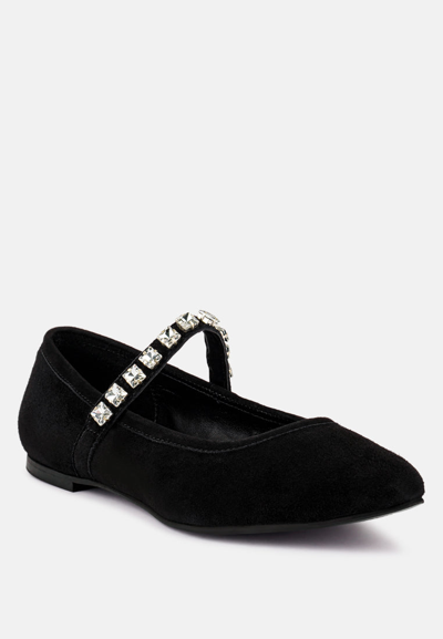 Rag & Co Assisi Black Fine Suede Maryjane Ballet Flats