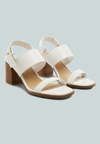 Rag & Co Gertude Slingback Block Heel Leather Sandal In White