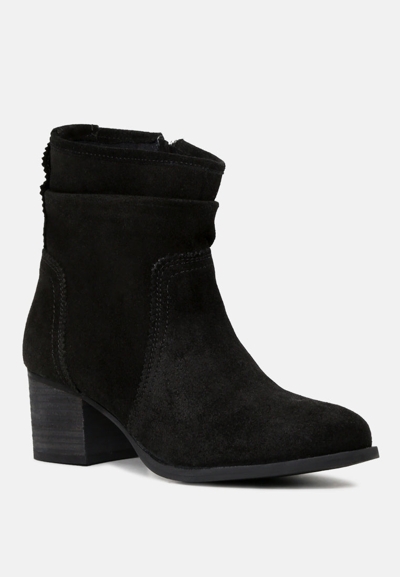Rag & Co Bowie Stacked Heel Leather Boots In Black