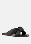 RAG & CO CHUBS BLACK PUFFY STRAP SLIDERS FLAT