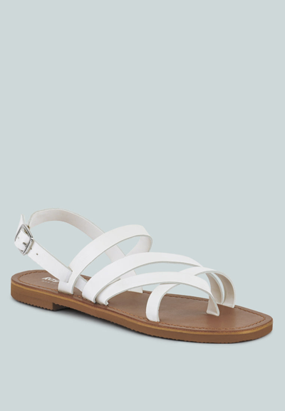 Rag & Co Sloana White Strappy Flat Sandals