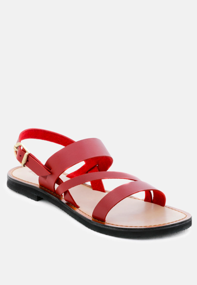 Rag & Co Mona Red Flat Sandal With Ankle Strap