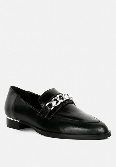 Rag & Co Pola Leather Horsebit Loafers In Black