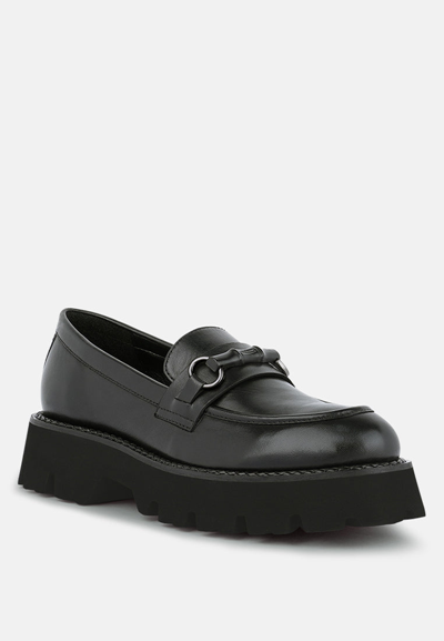 Rag & Co Cheviot Black Chunky Leather Loafers