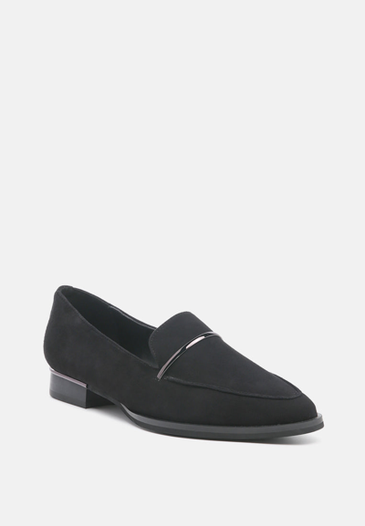 Rag & Co Paulina Black Suede Leather Loafers