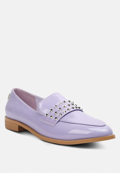Rag & Co Meanbabe Semicasual Stud Detail Patent Loafers In Lilac In Purple
