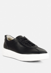 RAG & CO MAGULL SOLID LACE UP LEATHER SNEAKERS IN BLACK