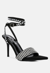 Rag & Co Zurin Black High Heeled Diamante Sandals In Black