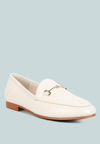 RAG & CO DARETH HORSEBIT FLAT HEEL LOAFERS IN OFF WHITE