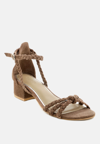Rag & Co Nicola Taupe Block Heel Sandal In Brown
