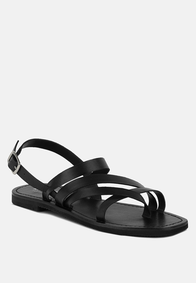 Rag & Co Sloana Black Strappy Flat Sandals