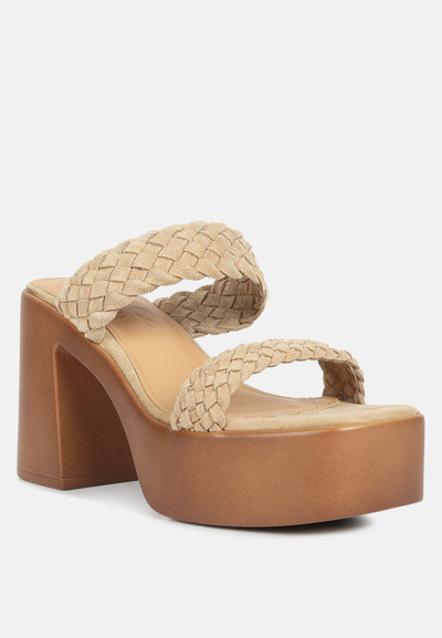 Rag & Co Misaki Braided Detail Chunky Sandals In Beige In Gold