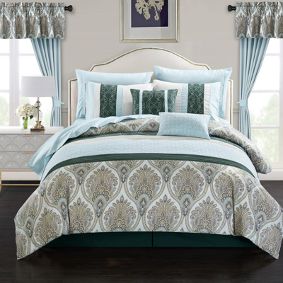 Chic Home Design Katniss 20 Piece Comforter Set Medallion Quilted Embroidered Design Complete Bed In A Bag Bedding In Multi