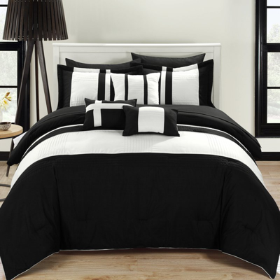 Chic Home Design Figaro Black King 10-piece Bed-in-a-bag Comforter Set