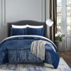 Chic Home Design Amara 2 Piece Comforter Set Embossed Mandala Pattern Faux Fur Micromink Backing Bedding In Blue