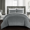Chic Home Design Cynna 7 Piece Comforter Set Luxurious Hand Stitched Velvet Bed In A Bag Bedding In Gray