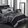 Chic Home Design Georgette 10 Piece Comforter Set Complete Bed In A Bag Pieced Color Block Banding Bedding In Grey