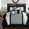 Chic Home Design Dalton 10 Piece Comforter Set Pintuck Pieced Block Embroidery Bed In A Bag With Sheet Set In Grey
