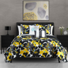 Chic Home Design Aster 7 Piece Quilt Set Contemporary Floral Design Bed In A Bag In Black