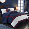 Chic Home Design Georgette 10 Piece Comforter Set Complete Bed In A Bag Pieced Color Block Banding Bedding In Blue