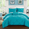 Chic Home Design Whitley 4 Piece Duvet Cover Set Ruffled Pinch Pleat Design Embellished Zipper Closure Bedding In Blue