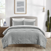 Chic Home Design Jesca 2 Piece Comforter Set Washed Garment Technique Geometric Square Tile Pattern Bedding In Grey