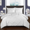 Chic Home Design Whitley 3 Piece Duvet Cover Set Ruffled Pinch Pleat Design Embellished Zipper Closure Bedding In White