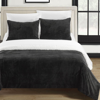 Chic Home Design Ernest 2 Piece Blanket Set Soft Sherpa Lined Microplush Faux Mink With Sham In Black
