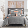 Chic Home Design Macie 6 Piece Comforter Set Jacquard Woven Geometric Design Pleated Quilted Details Bedding In Gray