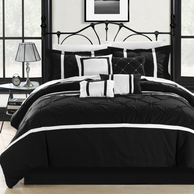 Chic Home Design Veronica 8 Pc Comforter Set In Black