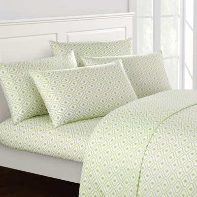 Chic Home Design Fawn 6 Piece Sheet Set Super Soft Two-tone Diamond Print Geometric Pattern Deep Pocket Design In Green