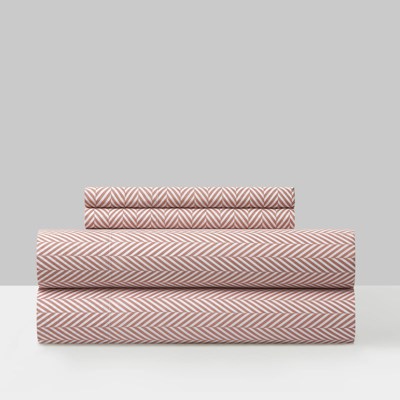 Chic Home Design Denae 4 Piece Sheet Set Super Soft Graphic Herringbone Print Design In Pink