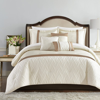 Chic Home Design Macie 6 Piece Comforter Set Jacquard Woven Geometric Design Pleated Quilted Details Bedding In Neutral
