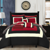 Chic Home Design Heldin 10 Piece Comforter Set Reversible Hotel Collection Color Block Geometric Pattern Print Design In Red