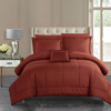 Chic Home Design Jorin 8 Piece Comforter Set Pieced Solid Color Stitched Design Complete Bed In A Bag Bedding In Red