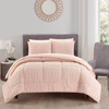 Chic Home Design Panya 5 Piece Comforter Set Textured Geometric Pattern Faux Rabbit Fur Micro-mink Backing Bed In A B In Pink