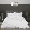 Chic Home Design Milos 4 Piece Cotton Comforter Set Solid White With Dual Stripe Embroidered Border Hotel Collection  In Gray